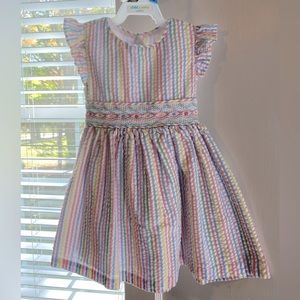 Pastel Smock Dress with Ruffle Sleeves